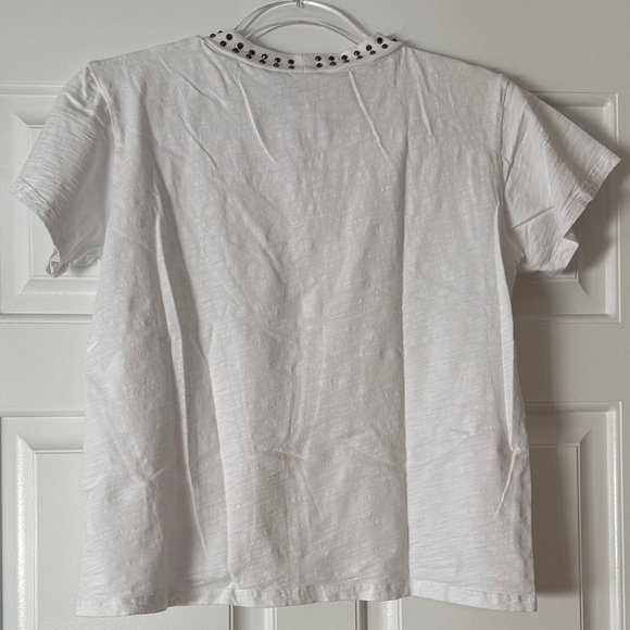 LNA White Tee with Studded Neckline - Picture 3 of 3